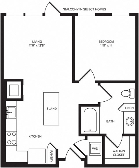 A1 floor plan at Windsor Turtle Creek, 3663 Cedar Springs Rd, Texas